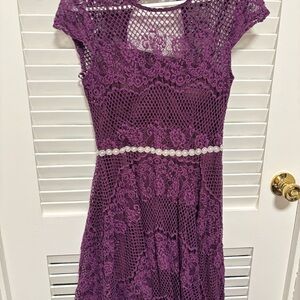 Elegant Purple Lace Dress